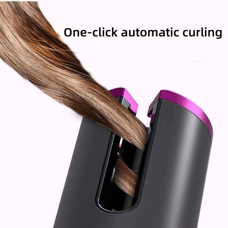 Portable hair curler in use creating curls