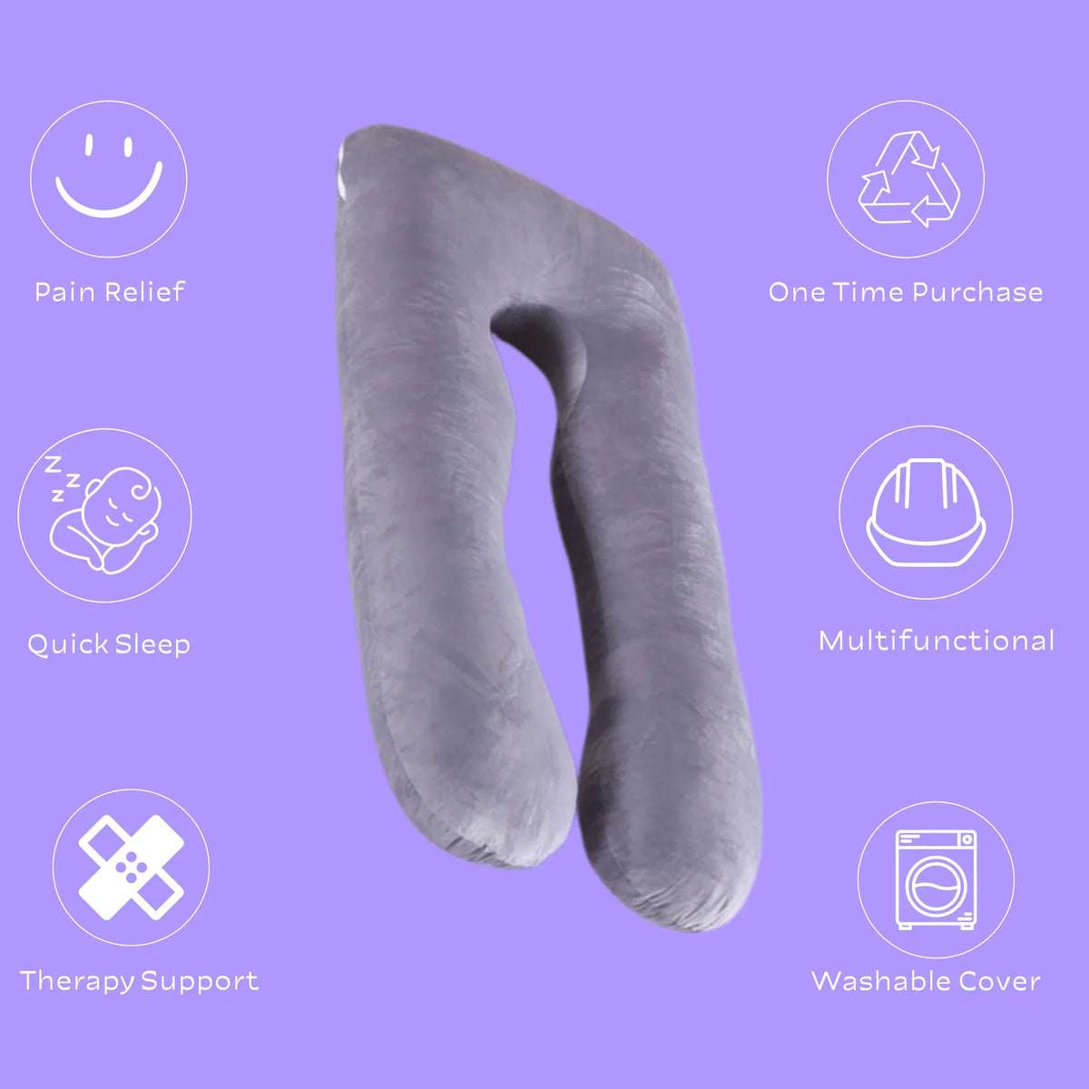 U-shaped pregnancy pillow supporting the full body